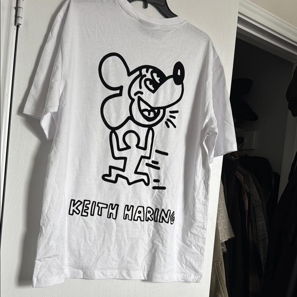 Exclusive Disney x Keith Haring White Short Sleeve Tee with Graphic Design